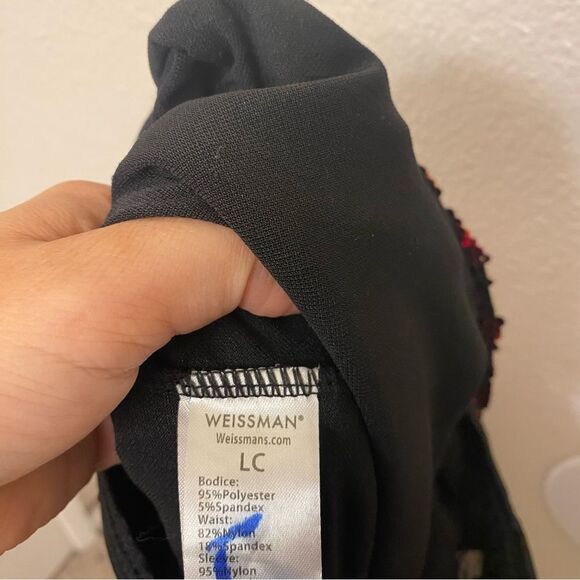 Weissman Dance costume leotard red sequin flapper fringe 11475 LC-large child - Picture 7 of 10